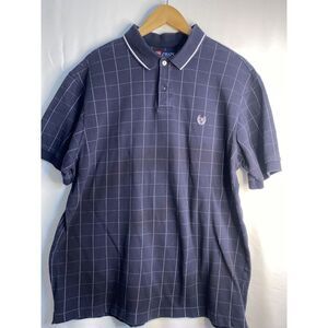 Chaps‎ Golf Polo Shirt Mens XL Blue Short Sleeve Embroidered Flags Golf Sports